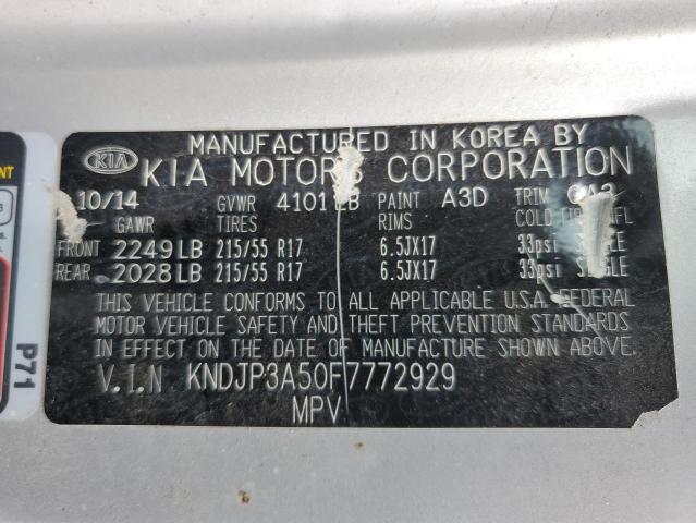 KNDJP3A50F7772929 - 2015 KIA SOUL + SILVER photo 12