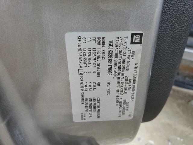 1GCJK33618F170909 - 2008 CHEVROLET SILVERADO K3500 GRAY photo 12