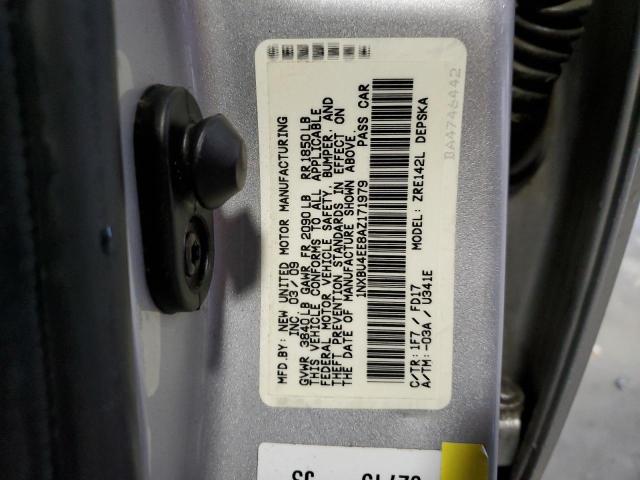 1NXBU4EE8AZ171979 - 2010 TOYOTA COROLLA BASE SILVER photo 12