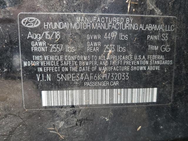 5NPE34AF6KH732033 - 2019 HYUNDAI SONATA LIMITED CHARCOAL photo 13