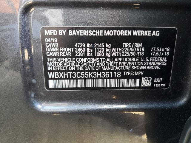 WBXHT3C55K3H36118 - 2019 BMW X1 XDRIVE28I GRAY photo 13