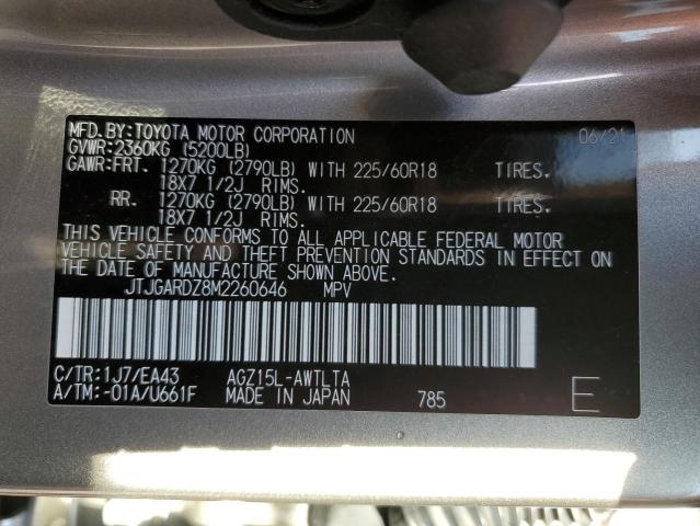 JTJGARDZ8M2260646 - 2021 LEXUS NX 300 BASE Gümüş foto 12