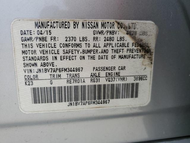 JN1BV7AP6FM344967 - 2015 INFINITI Q50 BASE SILVER photo 12