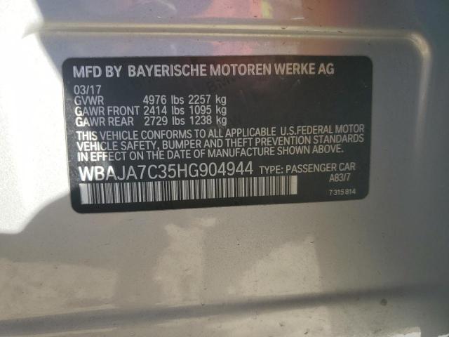 WBAJA7C35HG904944 - 2017 BMW 530 XI SILVER photo 12