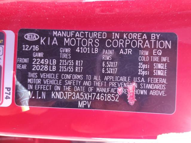 KNDJP3A5XH7461852 - 2017 KIA SOUL + RED photo 12