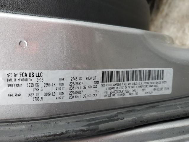 2C4RDGCG0JR173621 - 2018 DODGE GRAND CARA SXT SILVER photo 12