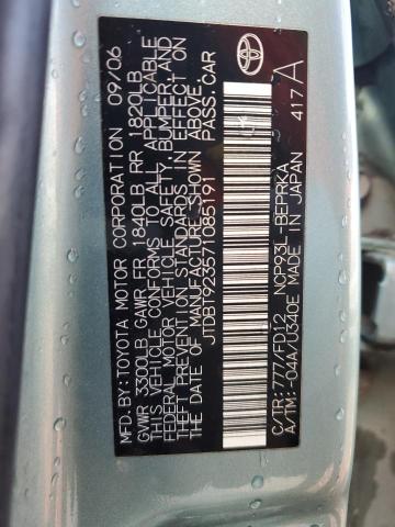 JTDBT923571085191 - 2007 TOYOTA YARIS TEAL photo 12