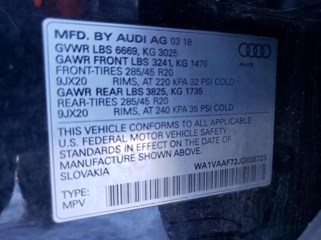 WA1VAAF72JD035723 - 2018 AUDI Q7 PRESTIGE BLACK photo 13