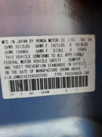 JHMGE88269C002995 - 2009 HONDA FIT BLUE photo 12