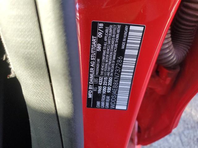 WDDSJ4EB8KN737286 - 2019 MERCEDES-BENZ CLA 250 წითელი ფოტო 12