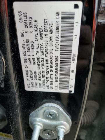 1HGCP36889A012087 - 2009 HONDA ACCORD EXL BLACK photo 12