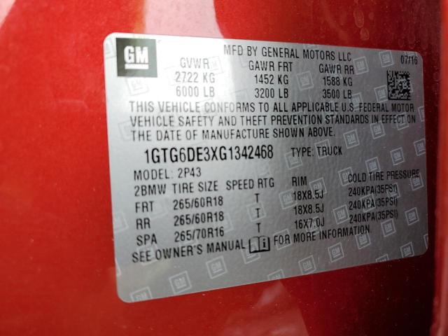 1GTG6DE3XG1342468 - 2016 GMC CANYON SLT RED photo 12