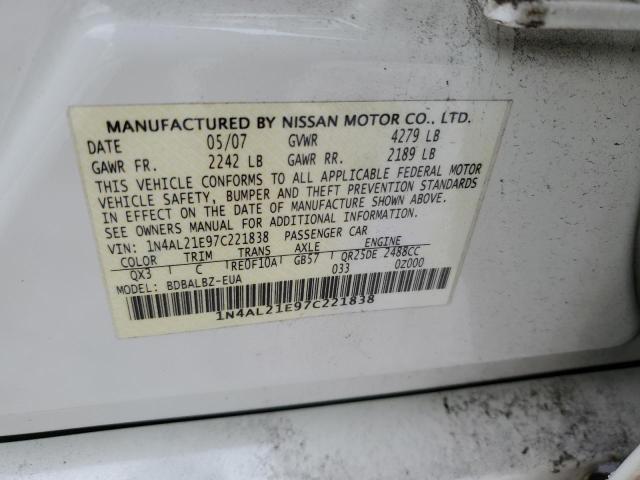 1N4AL21E97C221838 - 2007 NISSAN ALTIMA 2.5 WHITE photo 12