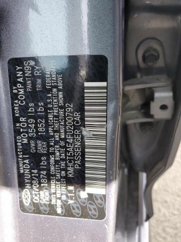 KMHCT5AE4FU200792 - 2015 HYUNDAI ACCENT GS GRAY photo 12