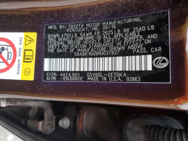 58ABK1GG9HU037827 - 2017 LEXUS ES 350 BROWN photo 12