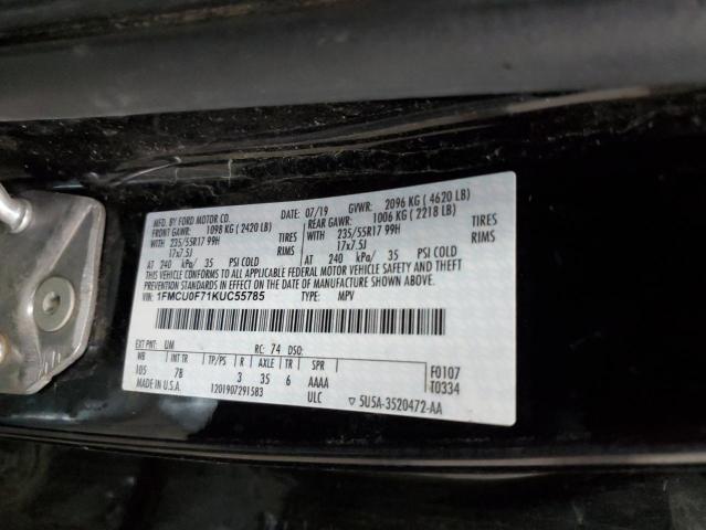 1FMCU0F71KUC55785 - 2019 FORD ESCAPE S BLACK photo 13