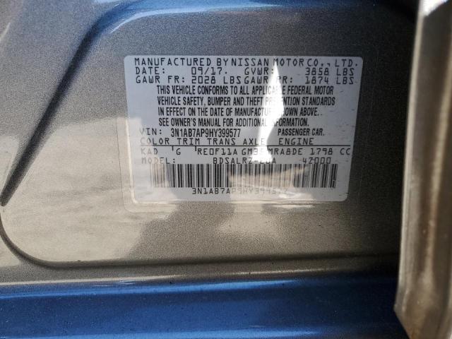 3N1AB7AP9HY399577 - 2017 NISSAN SENTRA S GRAY photo 12