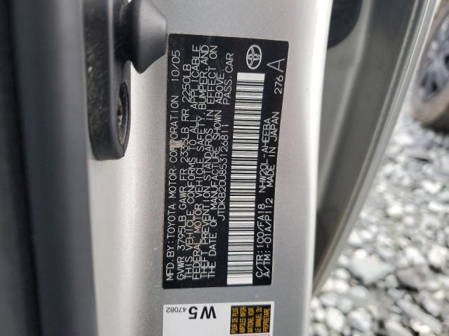 JTDKB20U853126811 - 2005 TOYOTA PRIUS SILVER photo 12