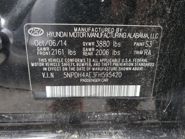 5NPDH4AE3FH595420 - 2015 HYUNDAI ELANTRA SE BLACK photo 12