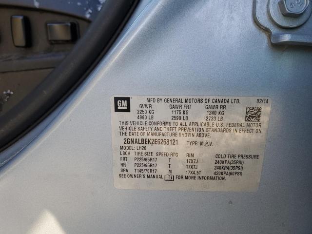 2GNALBEK2E6268121 - 2014 CHEVROLET EQUINOX LT SILVER photo 12