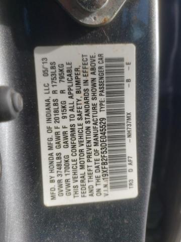 19XFB2F53DE045529 - 2013 HONDA CIVIC LX GRAY photo 12