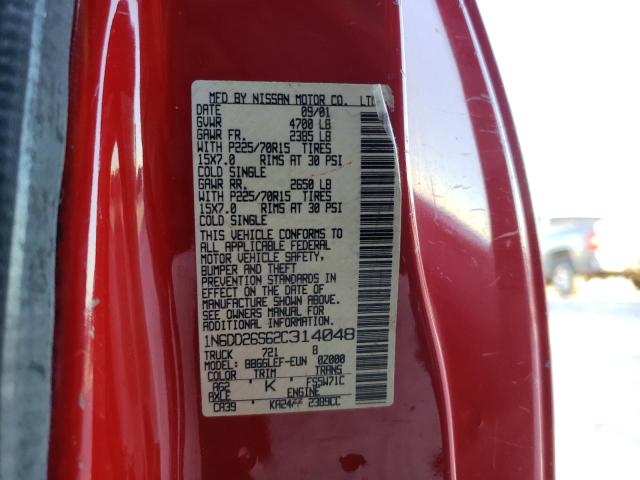 1N6DD26S62C314048 - 2002 NISSAN FRONTIER KING CAB XE RED photo 13