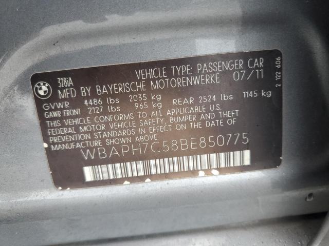 WBAPH7C58BE850775 - 2011 BMW 328 I GRAY photo 12