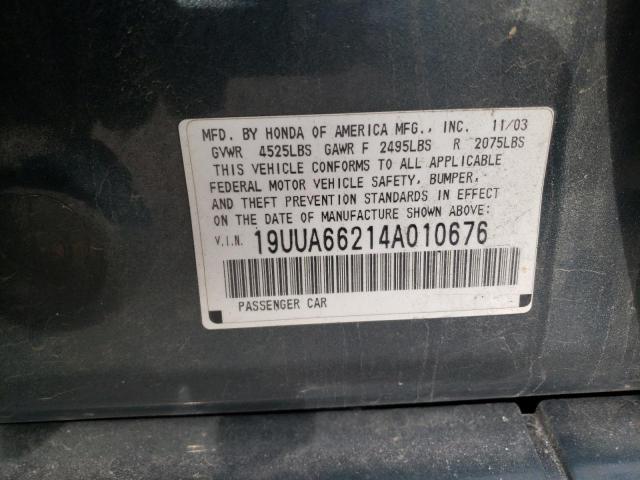 19UUA66214A010676 - 2004 ACURA TL GRAY photo 12