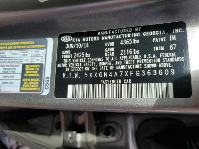 5XXGN4A7XFG363609 - 2015 KIA OPTIMA EX SILVER photo 12