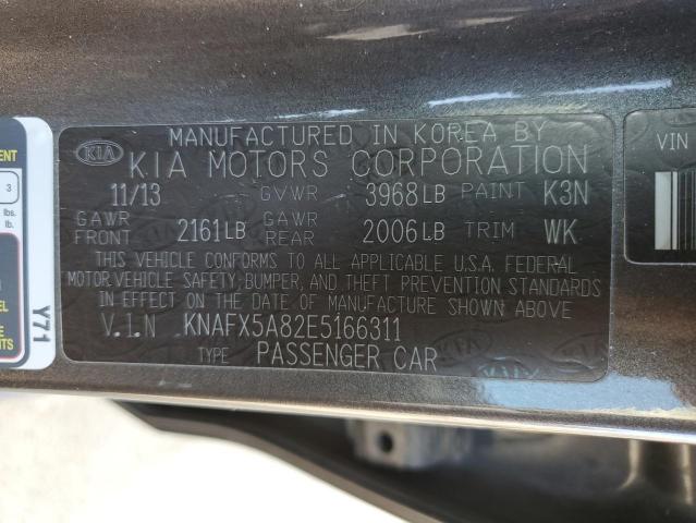 KNAFX5A82E5166311 - 2014 KIA FORTE EX GRAY photo 12