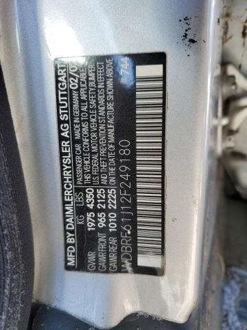 WDBRF61J12F249180 - 2002 MERCEDES-BENZ C 240 SILVER photo 12