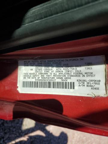 5TESM92NX3Z169117 - 2003 TOYOTA TACOMA XTRACAB PRERUNNER 红色 照片 12