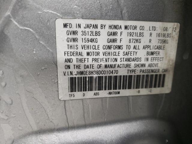 JHMGE8H38DC010470 - 2013 HONDA FIT SILVER photo 12