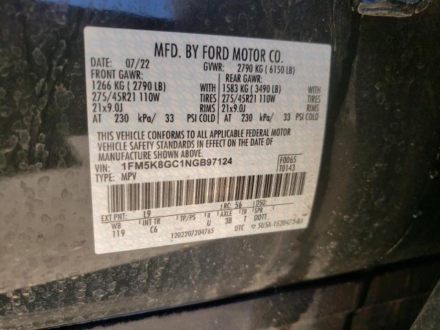 1FM5K8GC1NGB97124 - 2022 FORD EXPLORER ST GREEN photo 13