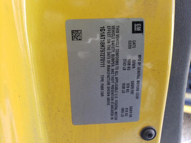 1G1AT18H797270111 - 2009 CHEVROLET COBALT LT YELLOW photo 12