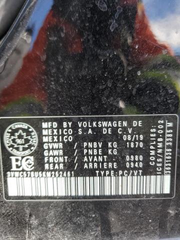 3VWC57BU5KM252461 - 2019 VOLKSWAGEN JETTA S BLACK photo 13