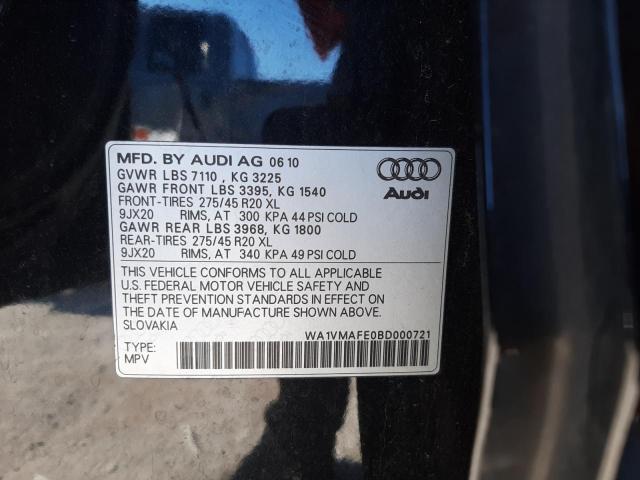 WA1VMAFE0BD000721 - 2011 AUDI Q7 PRESTIGE BLACK photo 13
