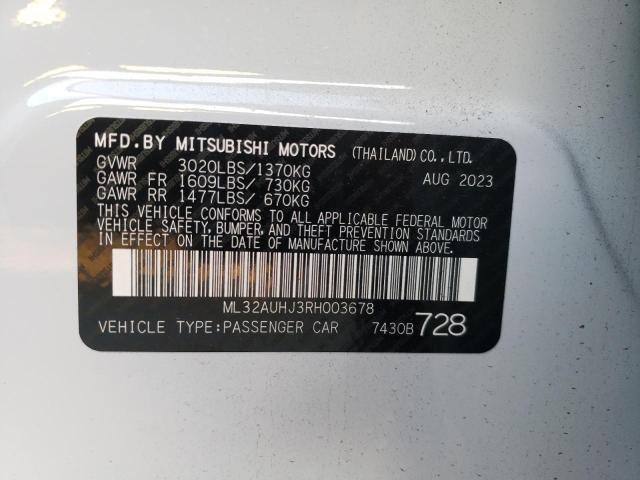 ML32AUHJ3RH003678 - 2024 MITSUBISHI MIRAGE ES WHITE photo 12