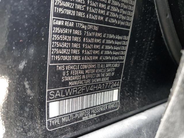 SALWR2FV4HA177244 - 2017 LAND ROVER RANGE ROVE HSE BLACK photo 13