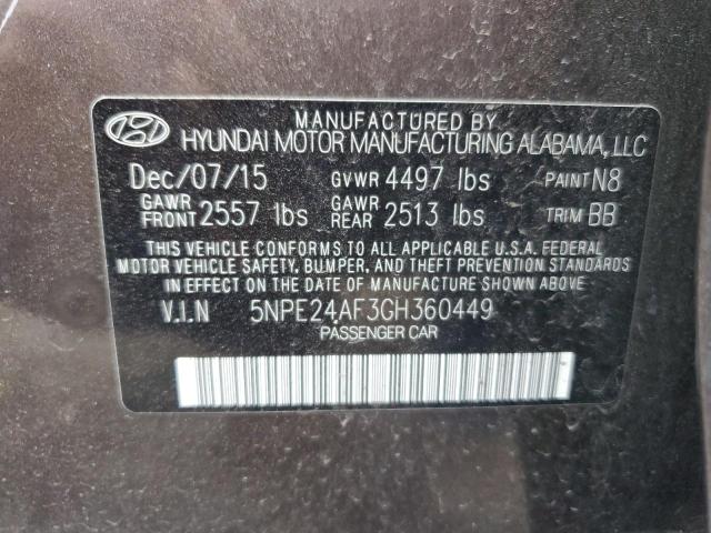 5NPE24AF3GH360449 - 2016 HYUNDAI SONATA SE BURGUNDY photo 12