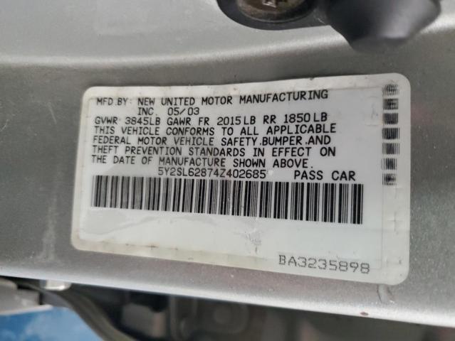 5Y2SL62874Z402685 - 2004 PONTIAC VIBE SILVER photo 12