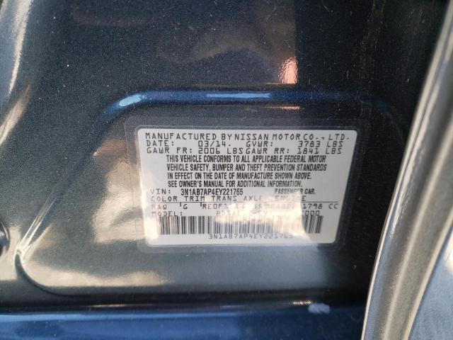 3N1AB7AP4EY221765 - 2014 NISSAN SENTRA S GRAY photo 12