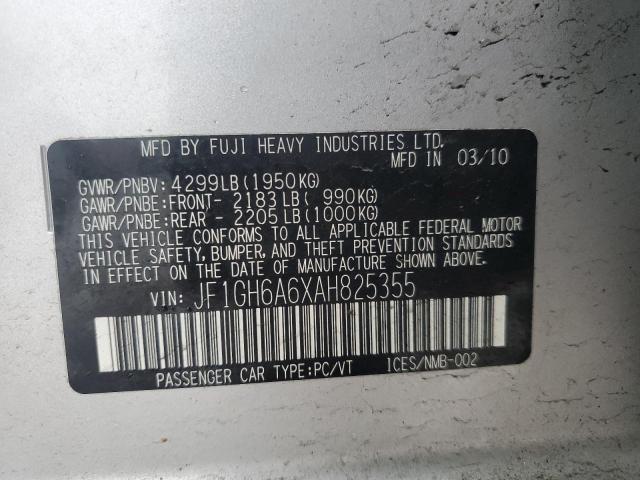 JF1GH6A6XAH825355 - 2010 SUBARU IMPREZA 2.5I SILVER photo 13