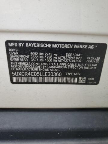 5UXCR4C05LLE30360 - 2020 BMW X5 SDRIVE 40I WHITE photo 13
