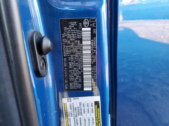 2T1KE40E89C023798 - 2009 TOYOTA COROLLA MA S BLUE photo 12