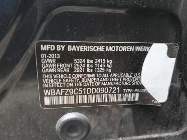 WBAFZ9C51DD090721 - 2013 BMW 535 I HYBRID BLACK photo 12