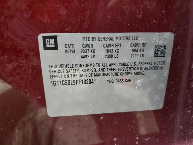1G11C5SL9FF102041 - 2015 CHEVROLET MALIBU 1LT Бордовый фото 12