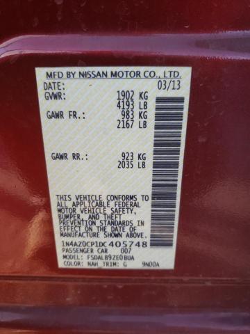 1N4AZ0CP1DC405748 - 2013 NISSAN LEAF S RED photo 13