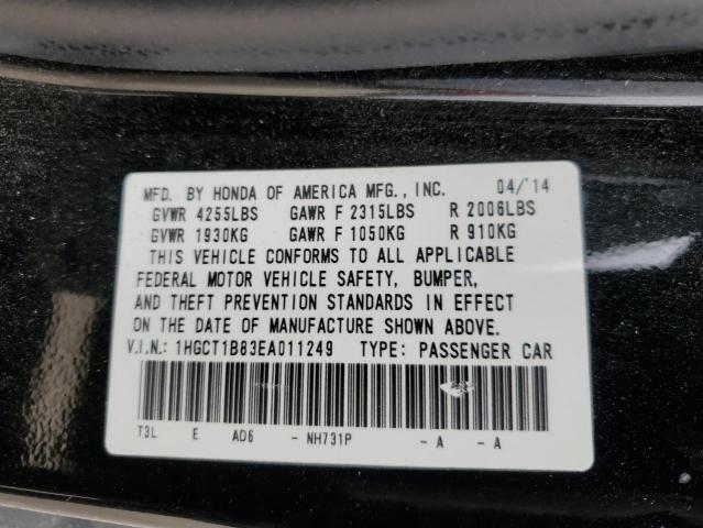 1HGCT1B83EA011249 - 2014 HONDA ACCORD EXL BLACK photo 12