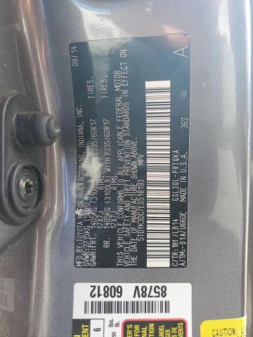 5TDYK3DC7ES518193 - 2014 TOYOTA SIENNA XLE GRAY photo 13